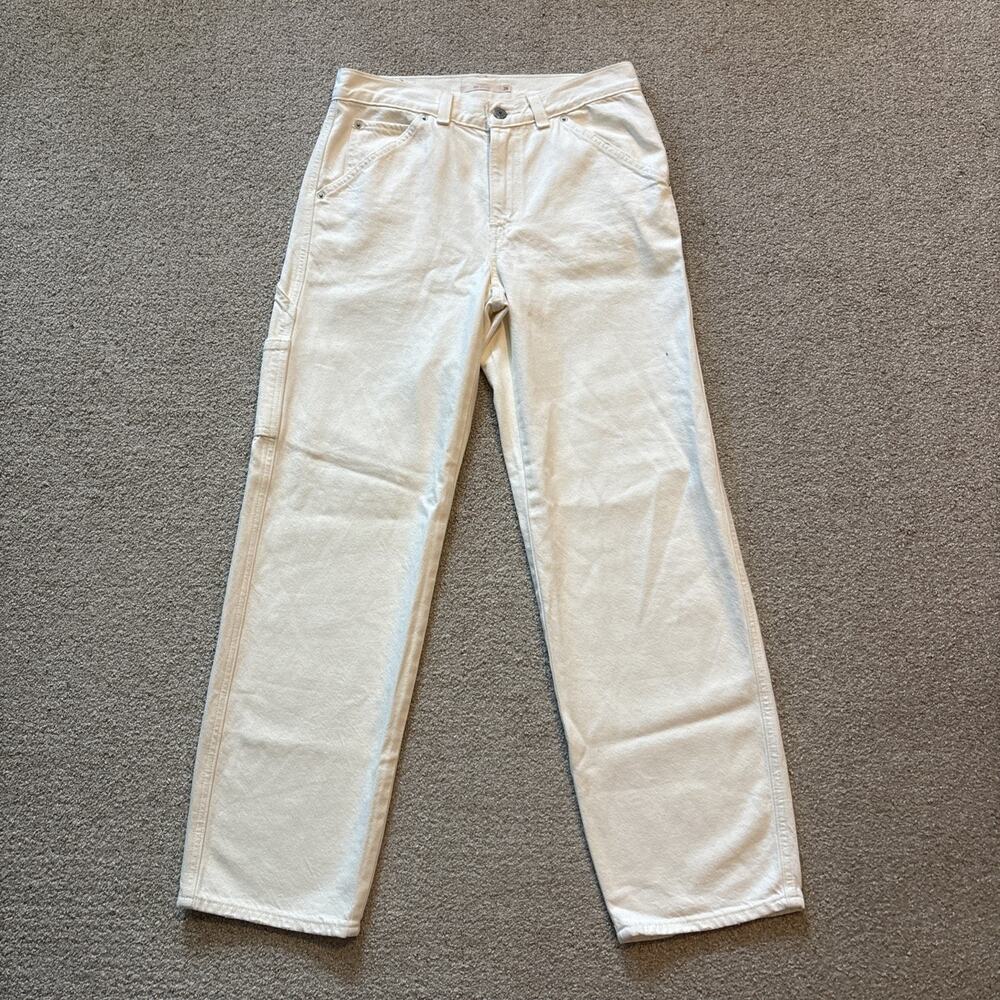 Levis Premium Dad Utility Jeans Womens Size 26/31 White Ivory Straight Pants